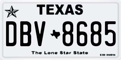 TX license plate DBV8685