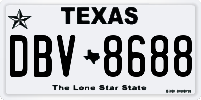 TX license plate DBV8688