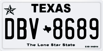 TX license plate DBV8689