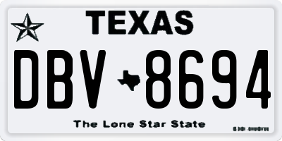 TX license plate DBV8694