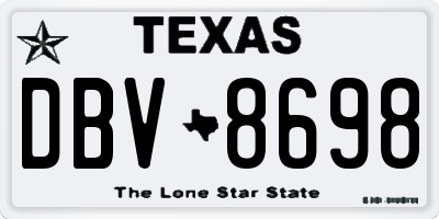 TX license plate DBV8698