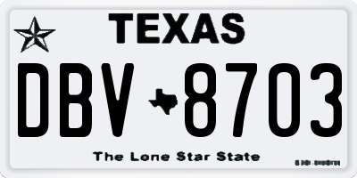 TX license plate DBV8703