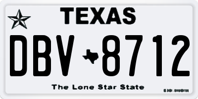 TX license plate DBV8712