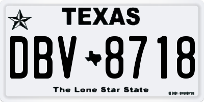 TX license plate DBV8718