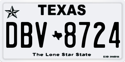 TX license plate DBV8724