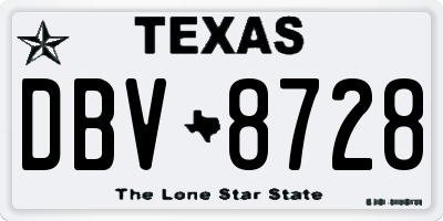TX license plate DBV8728