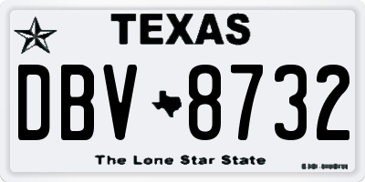 TX license plate DBV8732