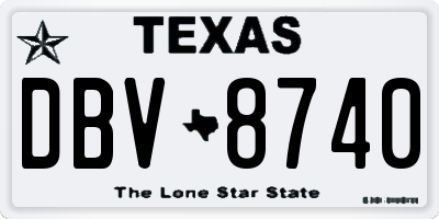 TX license plate DBV8740