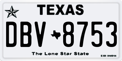 TX license plate DBV8753