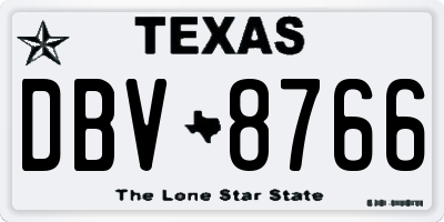 TX license plate DBV8766