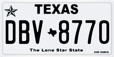 TX license plate DBV8770