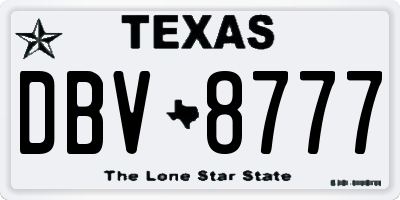 TX license plate DBV8777