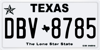 TX license plate DBV8785