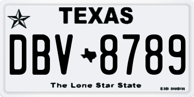 TX license plate DBV8789