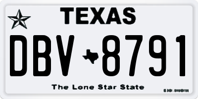 TX license plate DBV8791