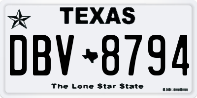 TX license plate DBV8794