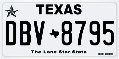 TX license plate DBV8795
