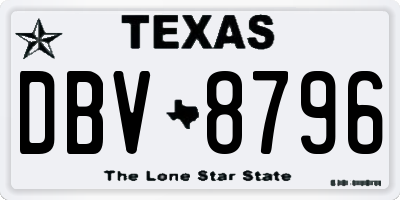 TX license plate DBV8796