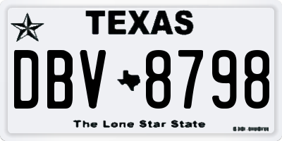 TX license plate DBV8798