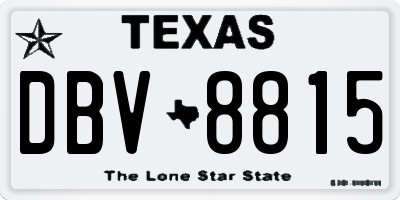 TX license plate DBV8815