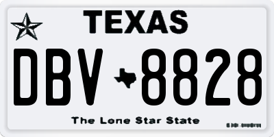 TX license plate DBV8828