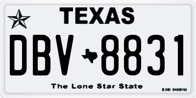 TX license plate DBV8831