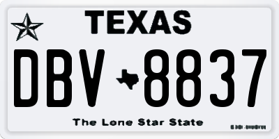 TX license plate DBV8837
