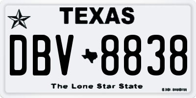 TX license plate DBV8838