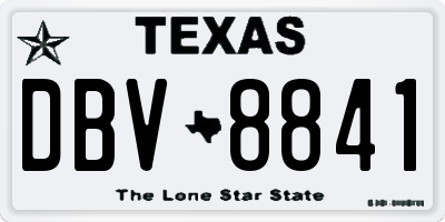 TX license plate DBV8841
