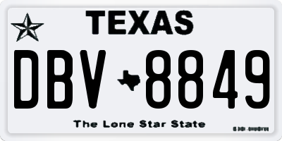 TX license plate DBV8849