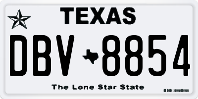 TX license plate DBV8854