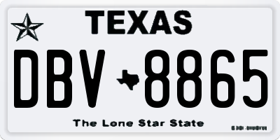 TX license plate DBV8865