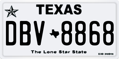 TX license plate DBV8868
