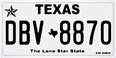 TX license plate DBV8870