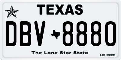 TX license plate DBV8880