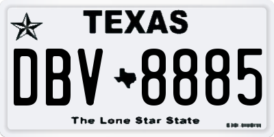 TX license plate DBV8885