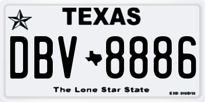 TX license plate DBV8886