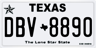 TX license plate DBV8890