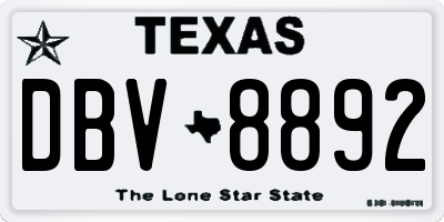 TX license plate DBV8892