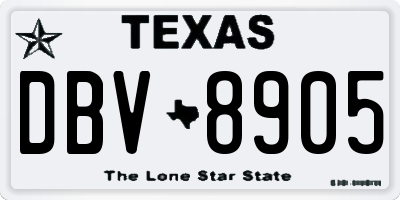 TX license plate DBV8905