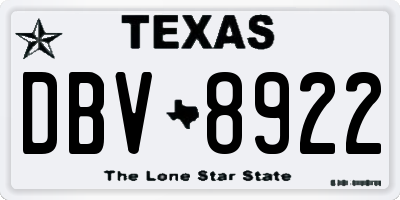 TX license plate DBV8922