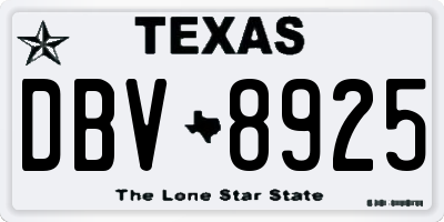 TX license plate DBV8925