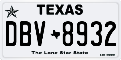 TX license plate DBV8932