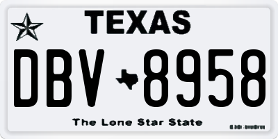 TX license plate DBV8958