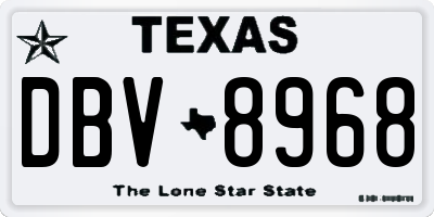 TX license plate DBV8968