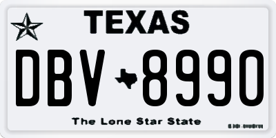 TX license plate DBV8990