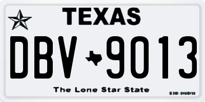 TX license plate DBV9013