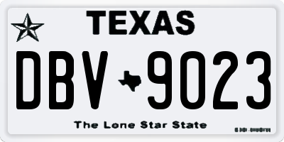 TX license plate DBV9023