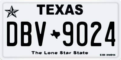 TX license plate DBV9024
