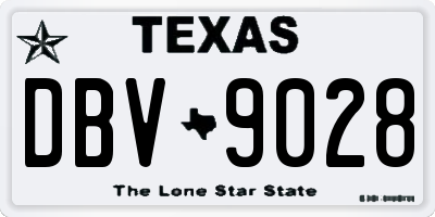 TX license plate DBV9028